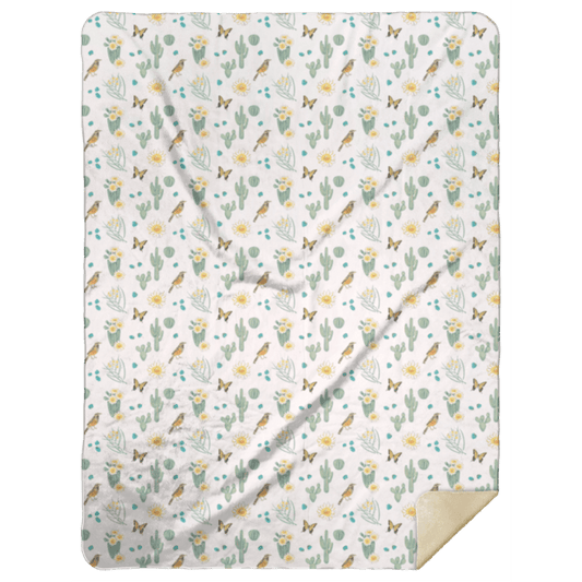 Cactus Blossom Plush Throw Blanket 60x80 Cozy Hometown Comfort