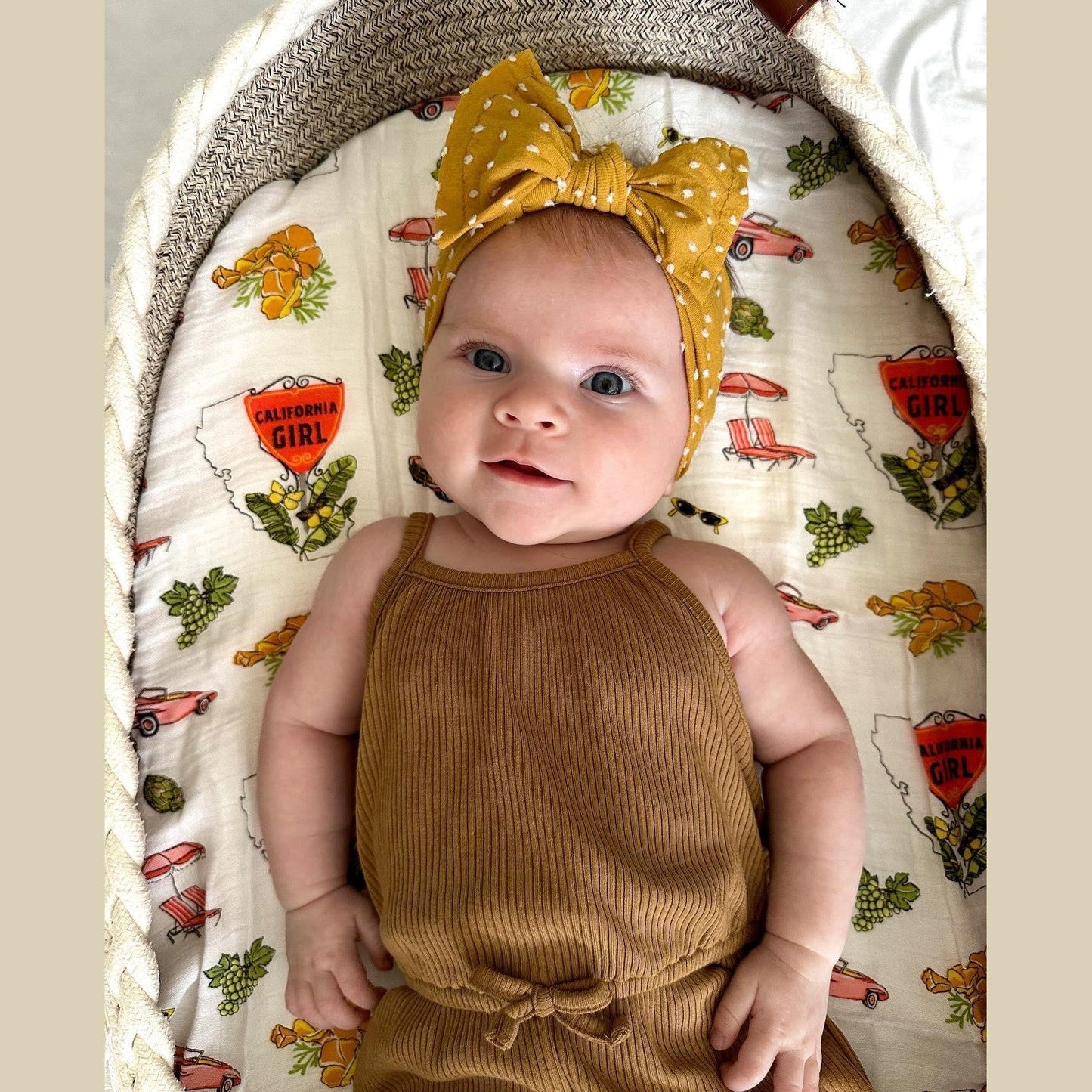 California Girl Baby Gift Set: Muslin Swaddle & Bib | Organic Cotton