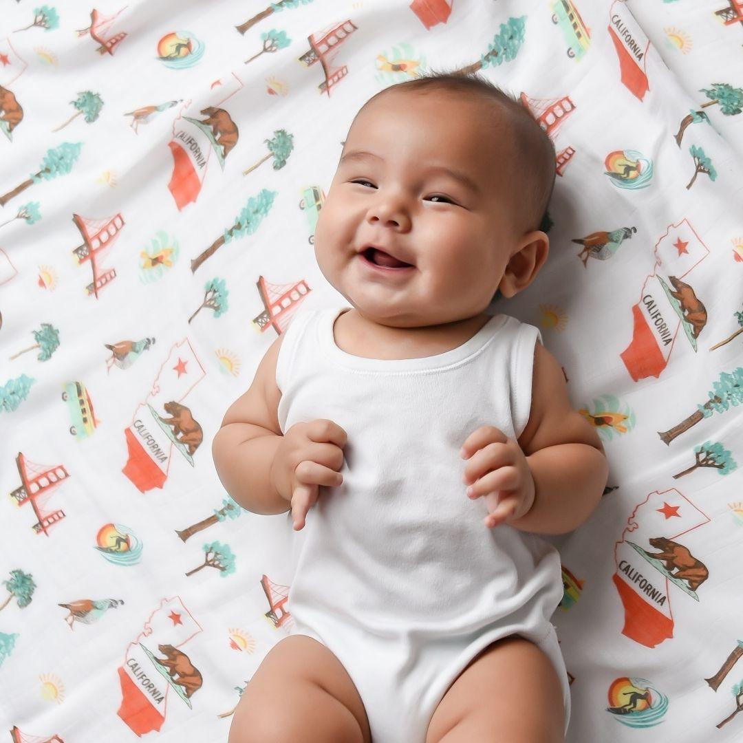 California Baby Gift Set: Muslin Swaddle & Bib | Organic Cotton