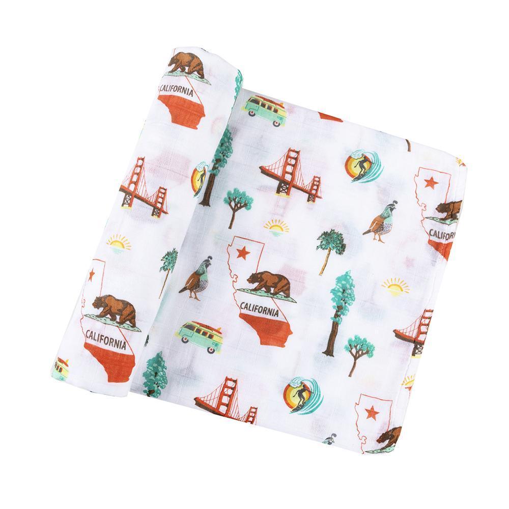 California Baby Gift Set: Muslin Swaddle & Bib | Organic Cotton