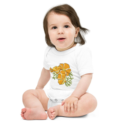 California Golden Poppy Baby Onesie | Organic Cotton