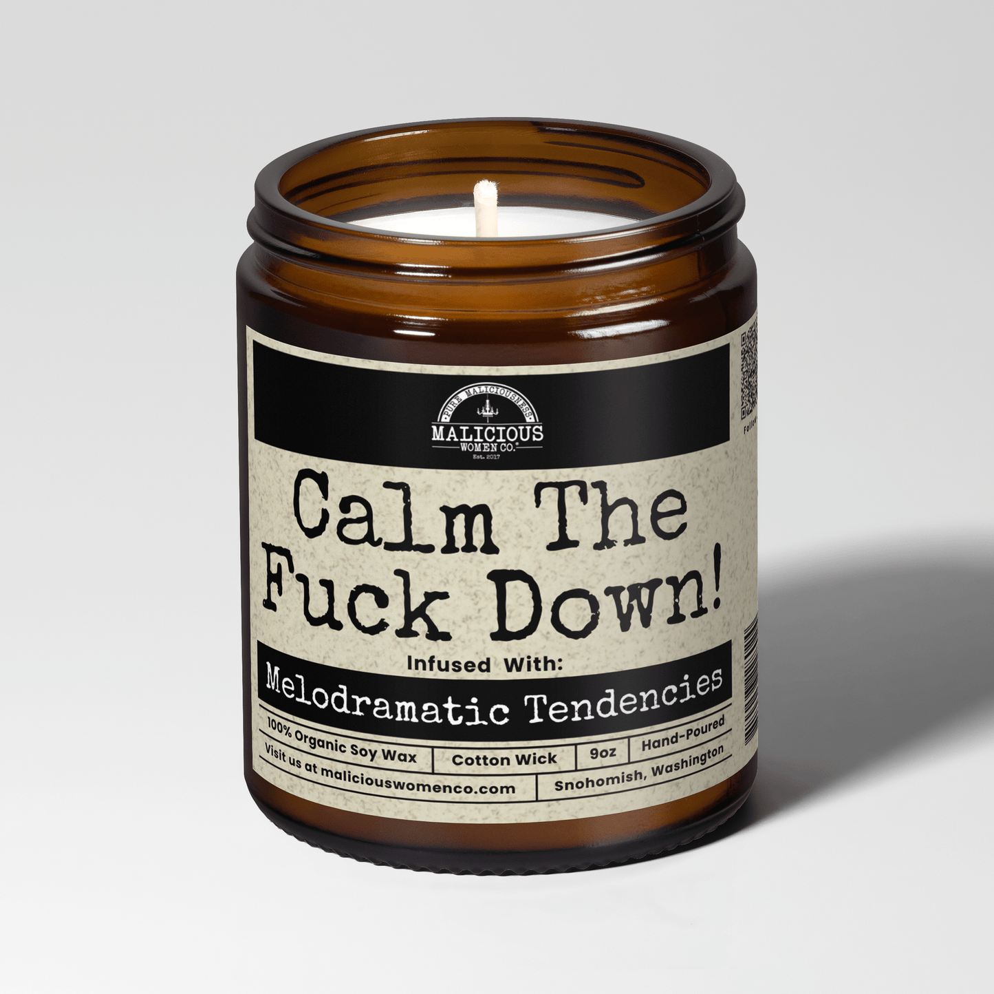 Calm The F*ck Down | Scent: Sugared Pine | 9oz Funny Candle | Malicious Women Co