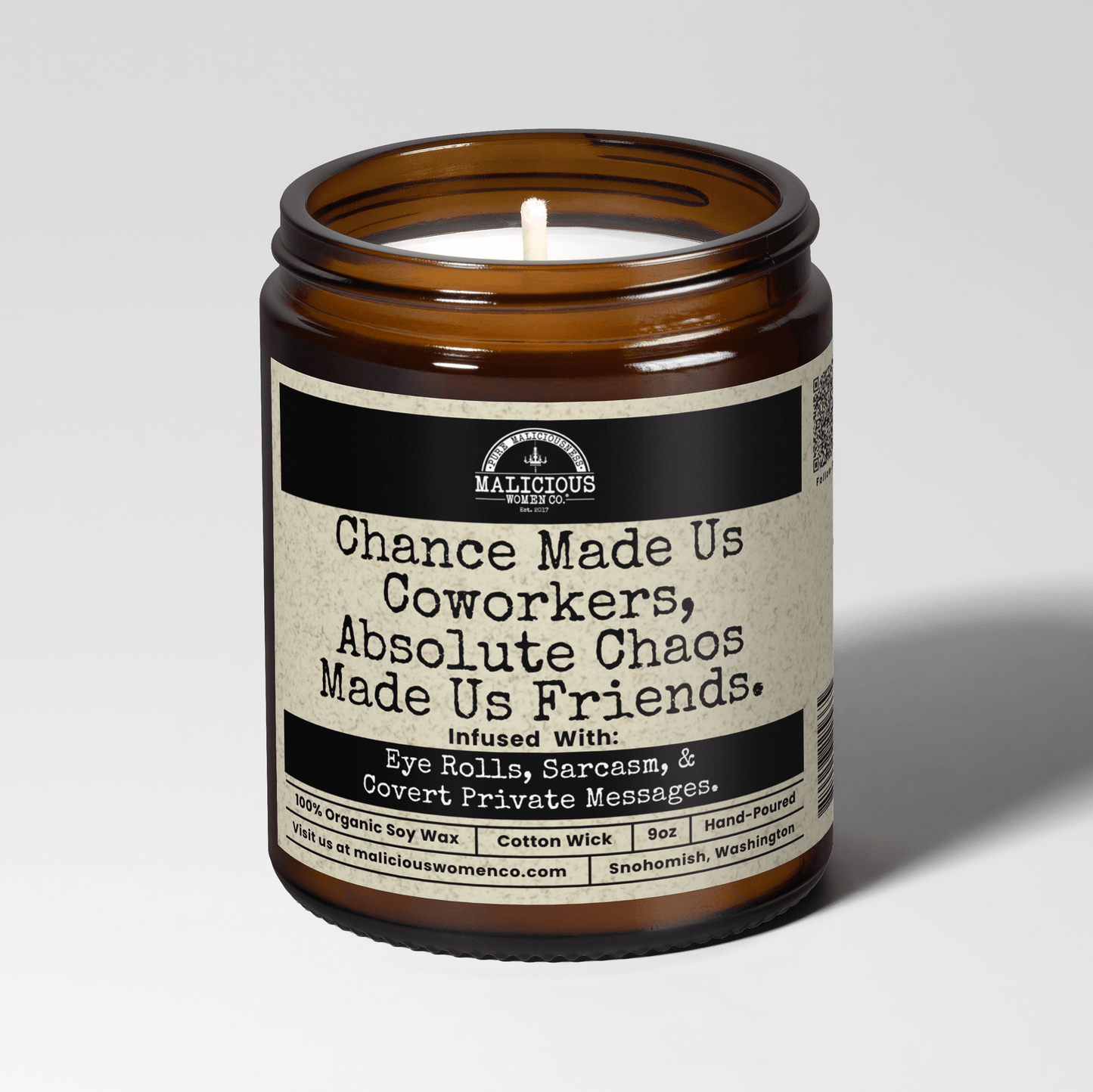 Chance Made Us Co-workers | Scent: Take A Hike | 9oz Work Candle | Malicious Women Co