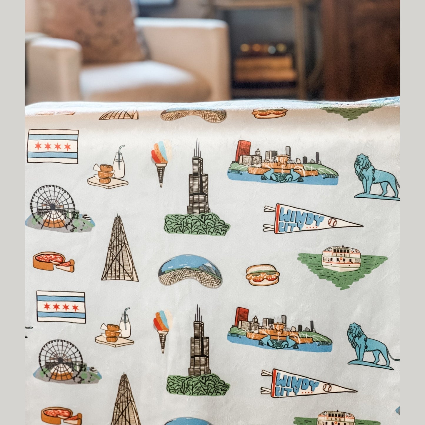 Chicago Plush Throw Blanket 60x80 Nostalgic Hometown Keepsake