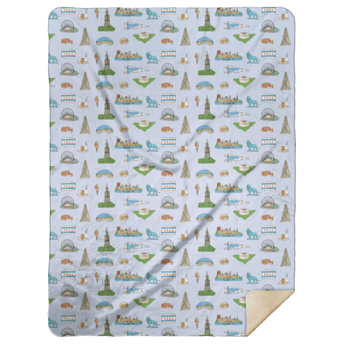 Chicago Plush Throw Blanket 60x80 Nostalgic Hometown Keepsake