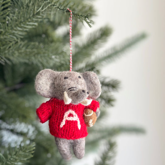 Alabama Elephant Felt Christmas Ornament
