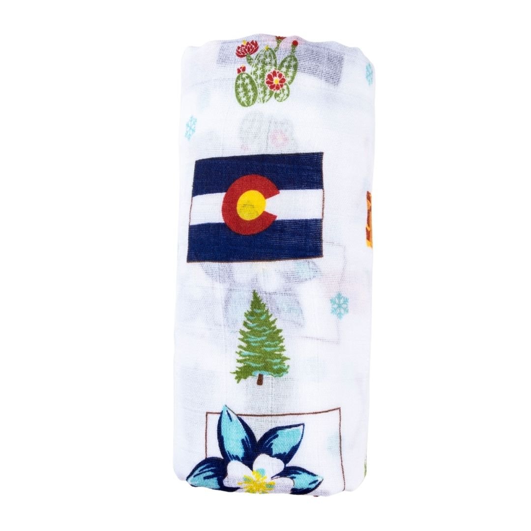Colorado Baby Gift Set: Muslin Swaddle & Bib | Organic Cotton