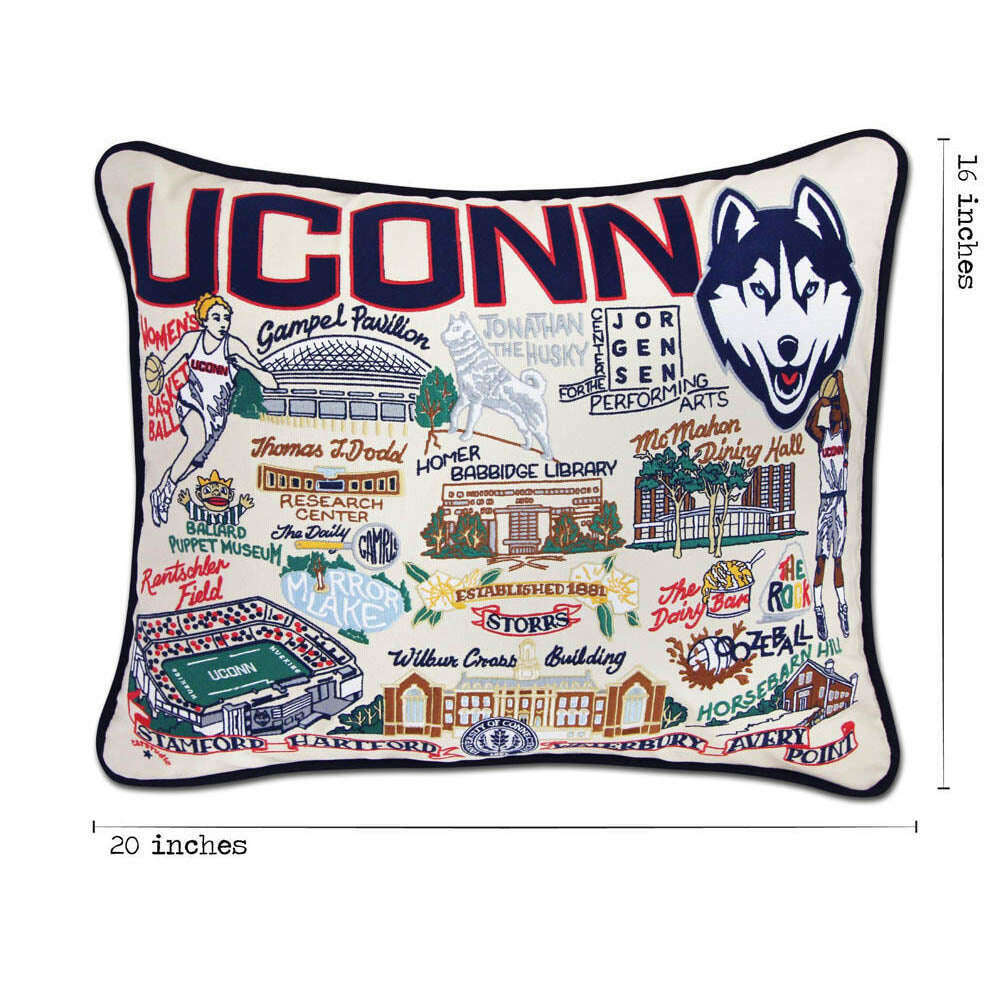 Connecticut, University of Collegiate Embroidered Pillow by CatStudio