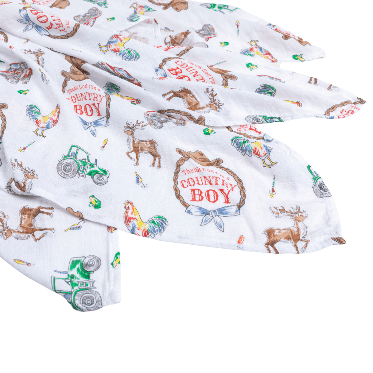 Country Boy Baby Gift Set: Muslin Swaddle & Bib | Organic Cotton