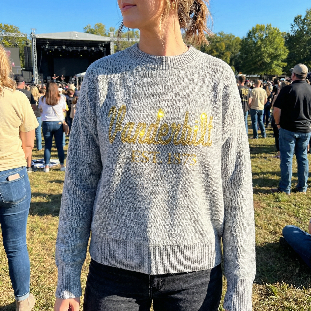 Vanderbilt EST 1873 Crewneck Grey Long Sleeve Sweater