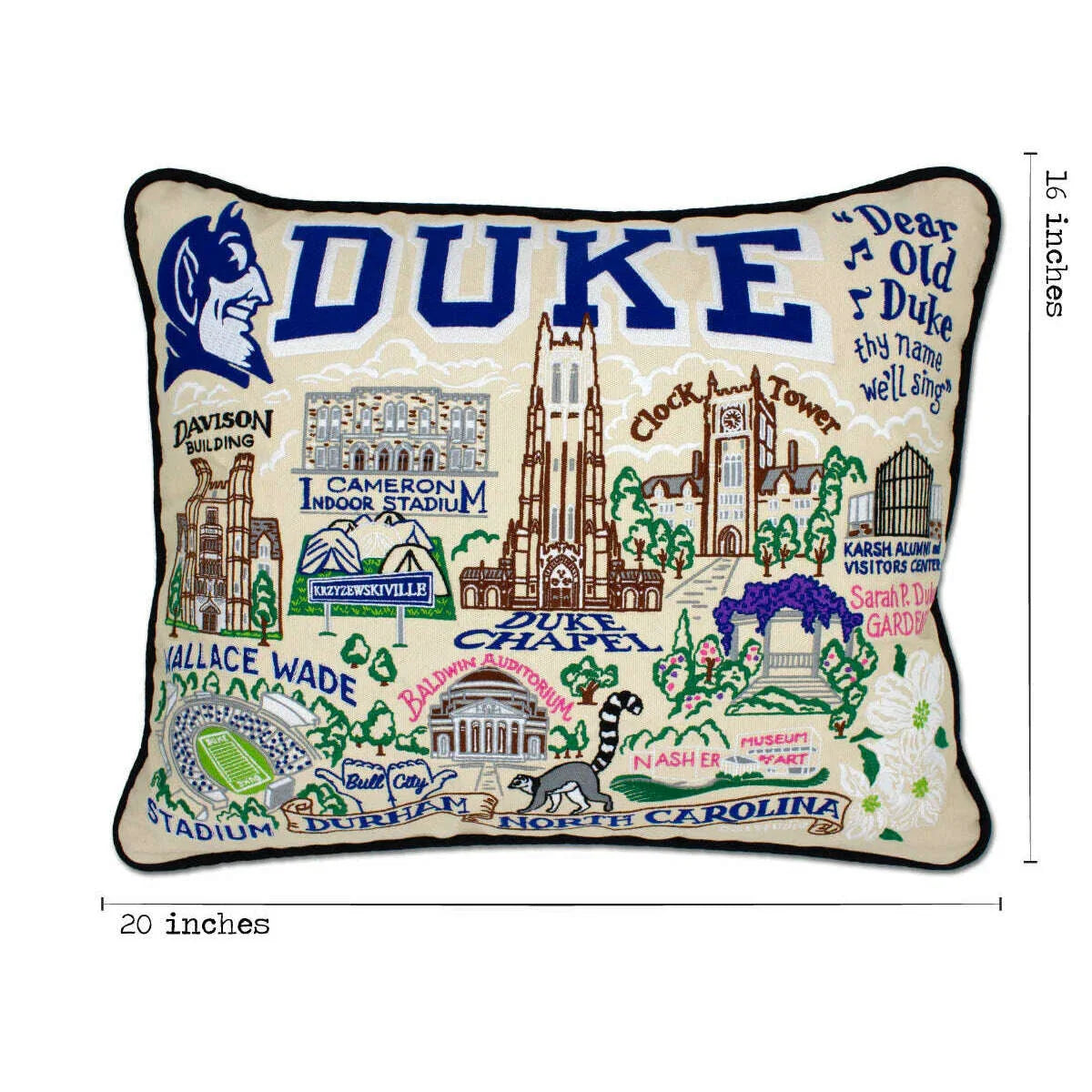 Duke University Collegiate Embroidered Pillow by CatStudio