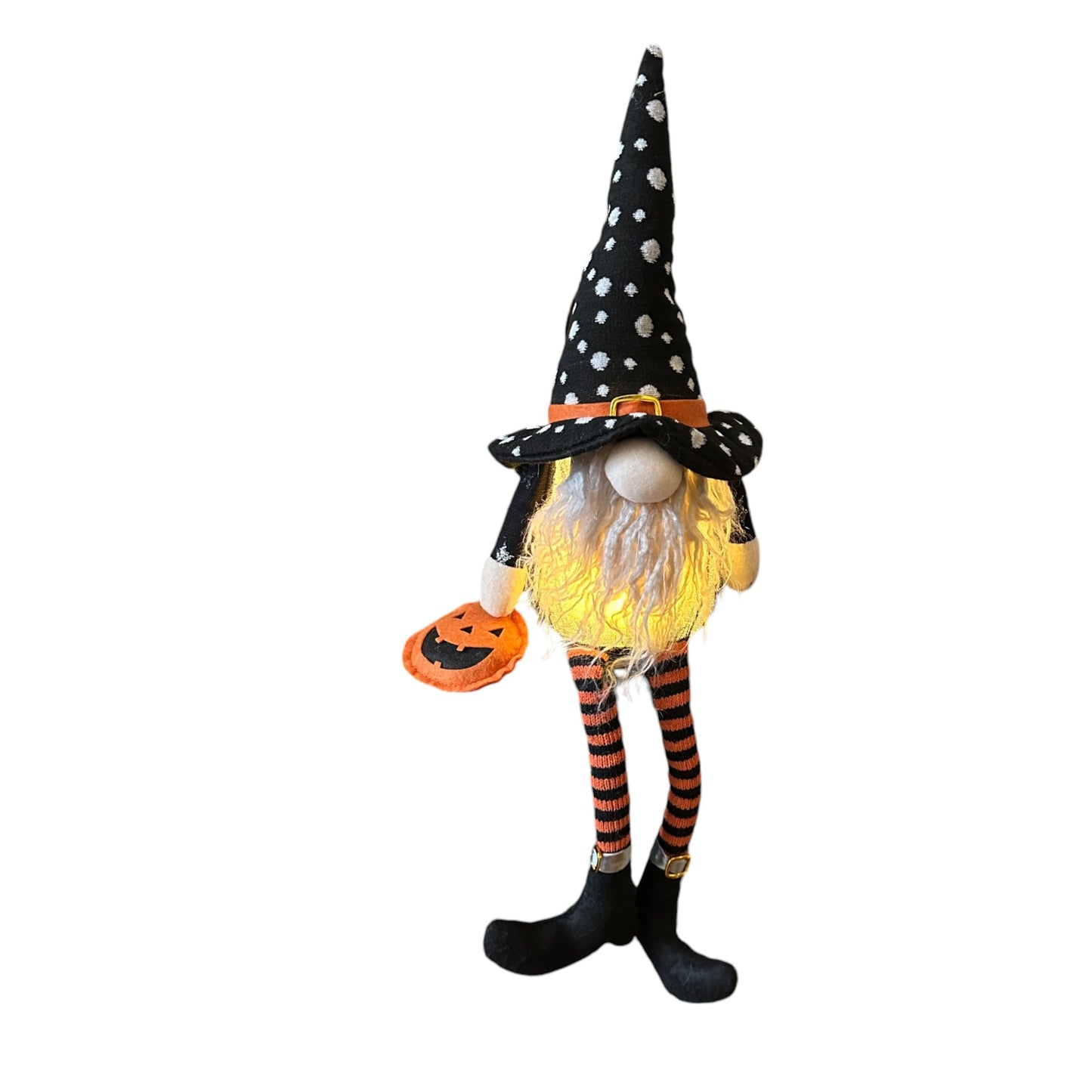 Mud Pie Fall Halloween Sitting Bearded Gnome Lights Up