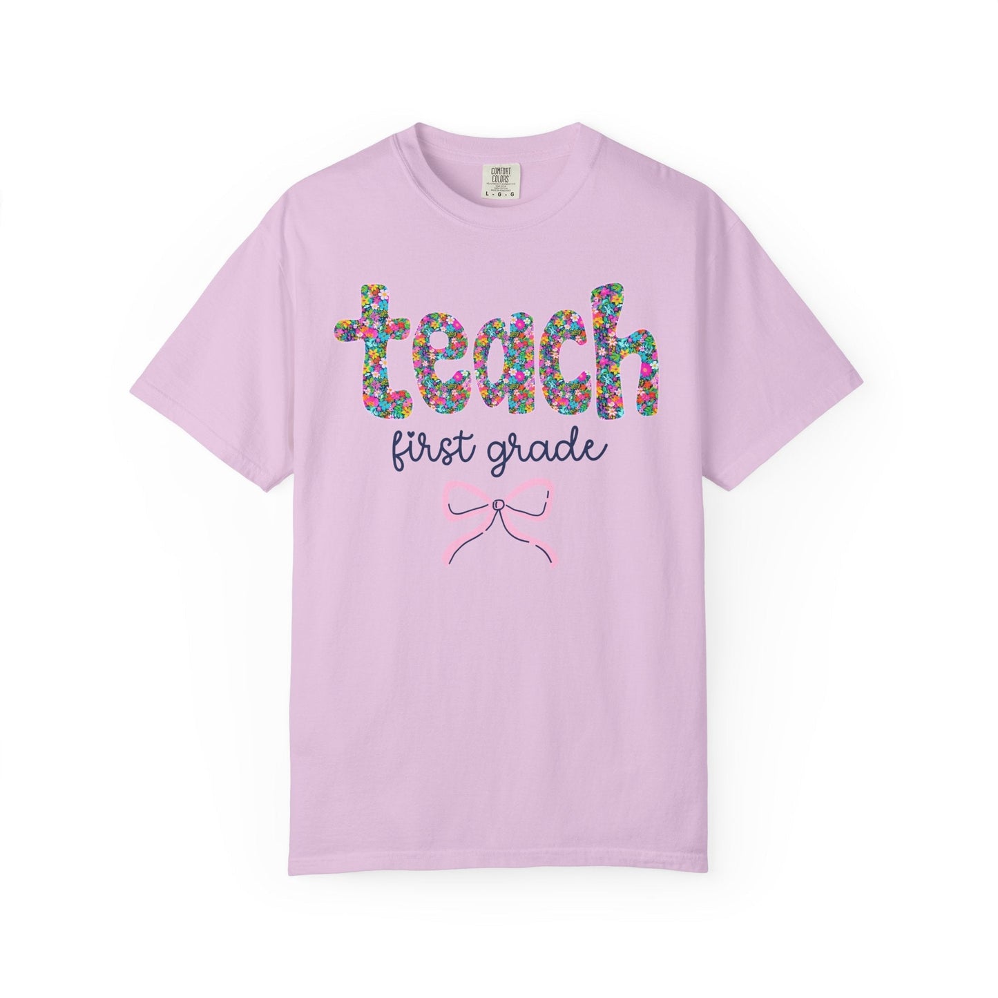 First Grade Teacher Tee Shirt with Bow