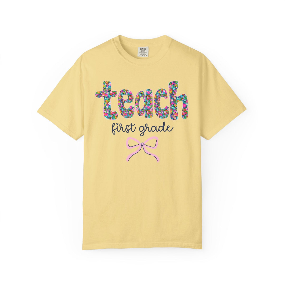 First Grade Teacher Tee Shirt with Bow