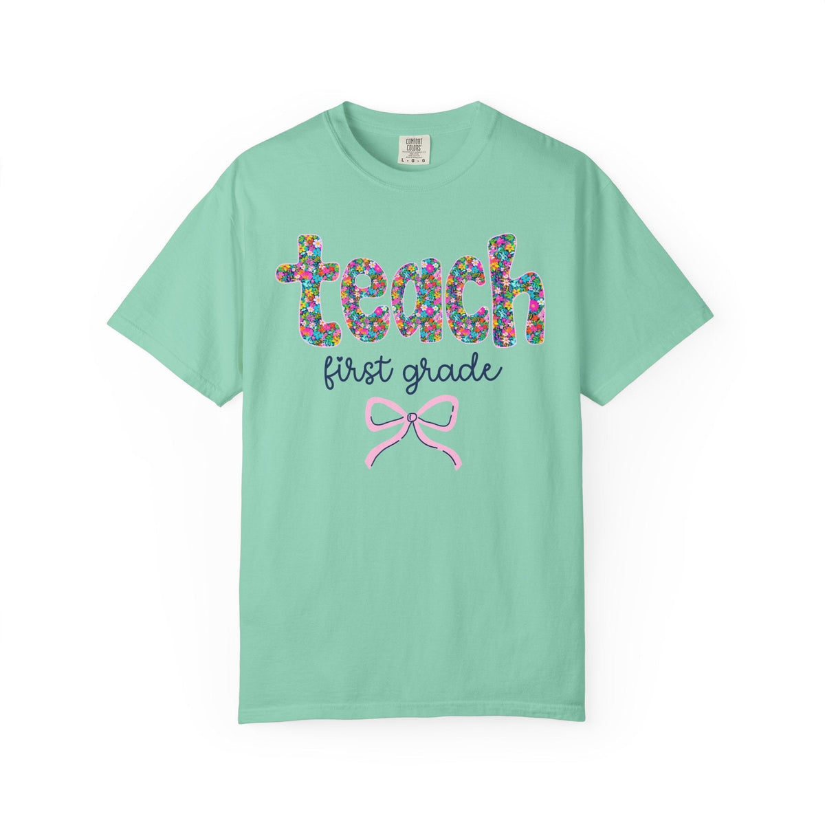 First Grade Teacher Tee Shirt with Bow