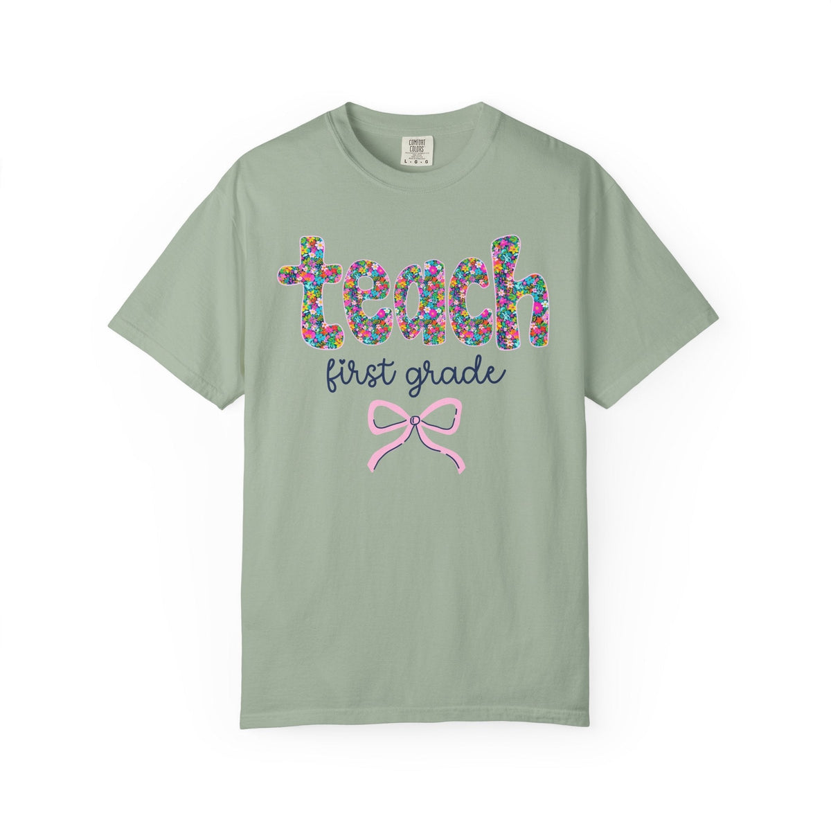 First Grade Teacher Tee Shirt with Bow