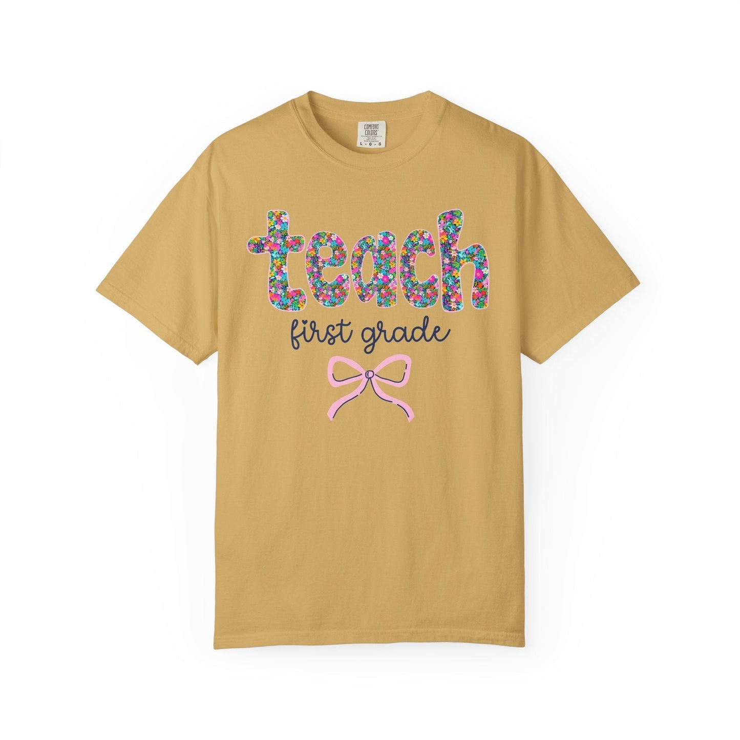 First Grade Teacher Tee Shirt with Bow
