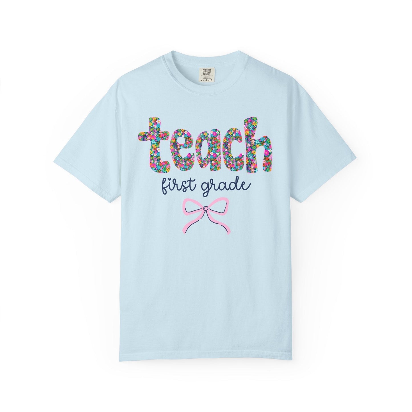 First Grade Teacher Tee Shirt with Bow