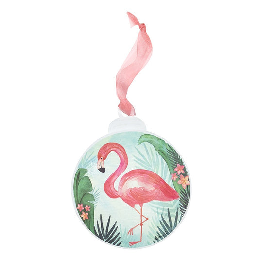 Flamingo Coastal Beach Christmas Ornament