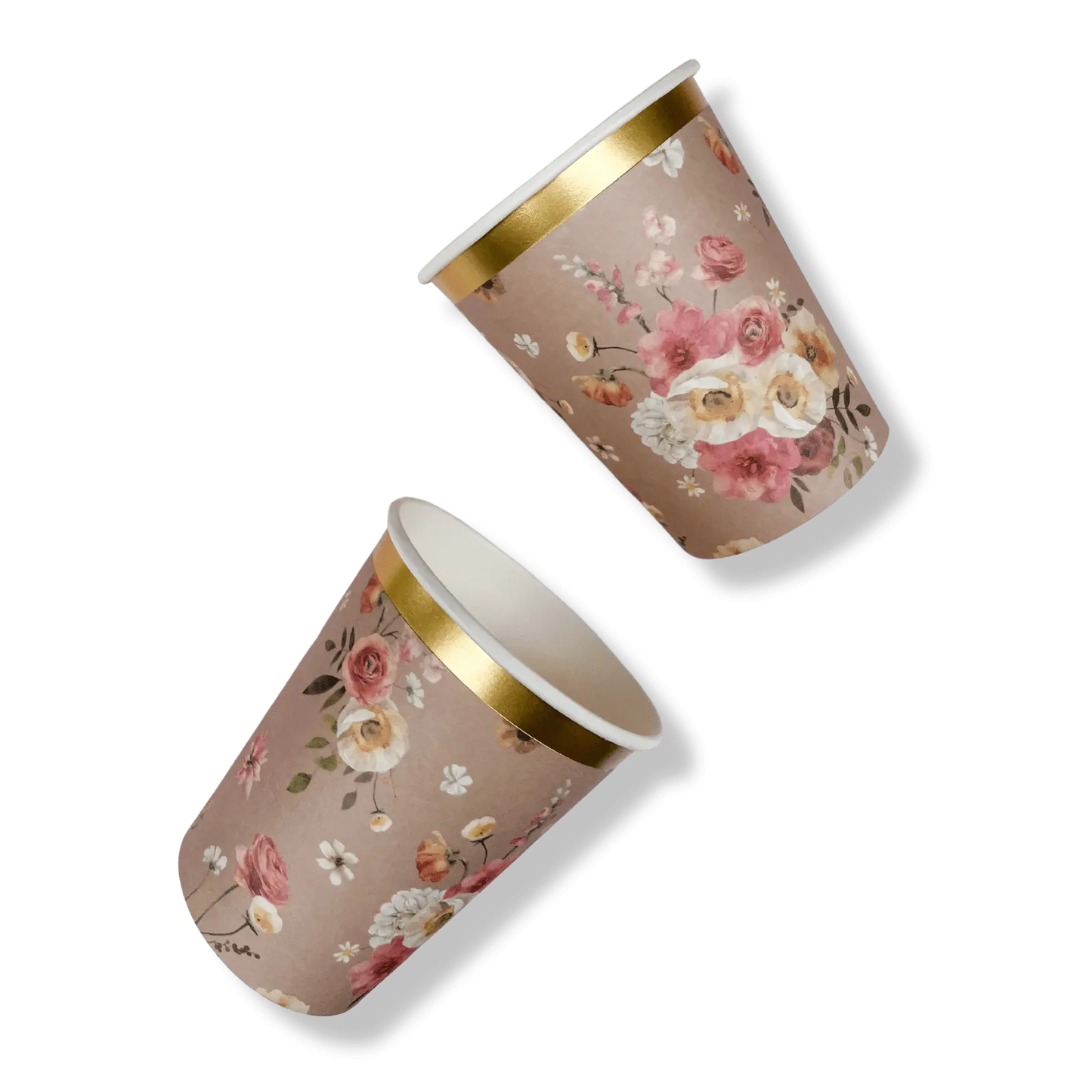 Floral Beige Cups (8pcs)