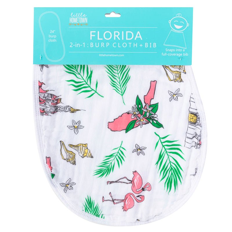 Florida Newborn Gift Set: Muslin Swaddle & Bib (Floral)