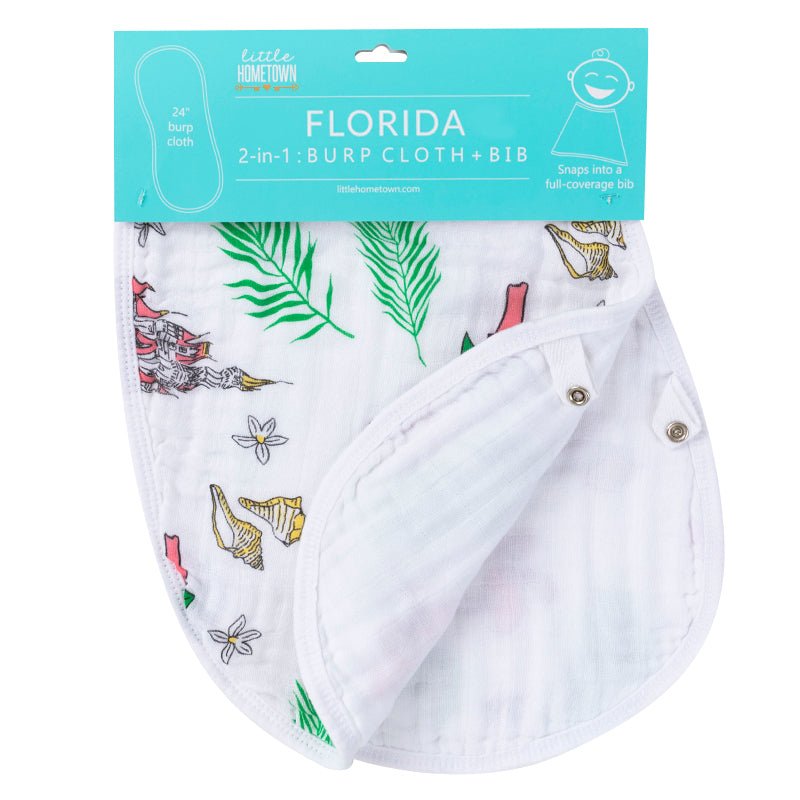 Florida Newborn Gift Set: Muslin Swaddle & Bib (Floral)