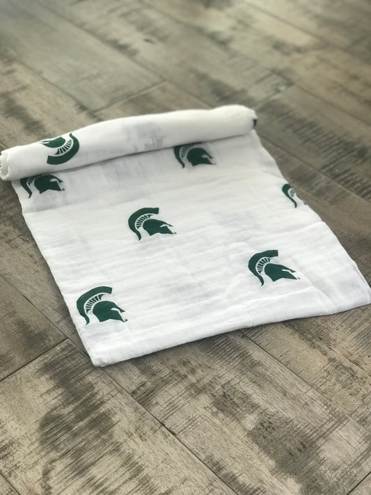 Michigan State University Spartans Muslin Swaddle Blanket – Soft Breathable Baby Blanket | Officially Licensed MSU Gift