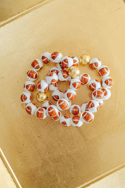 Georgia Ceramic and Gold Beaded Football Bracelet