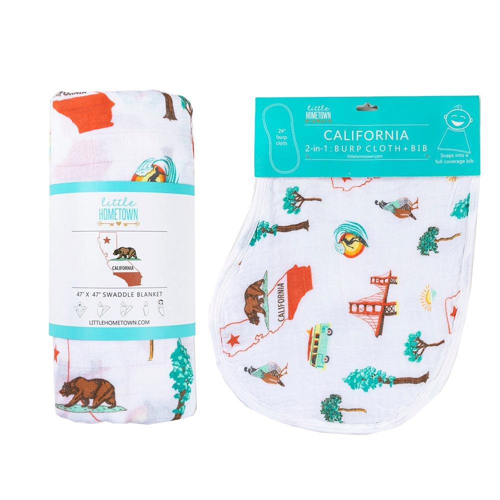 California Baby Gift Set: Muslin Swaddle & Bib | Organic Cotton