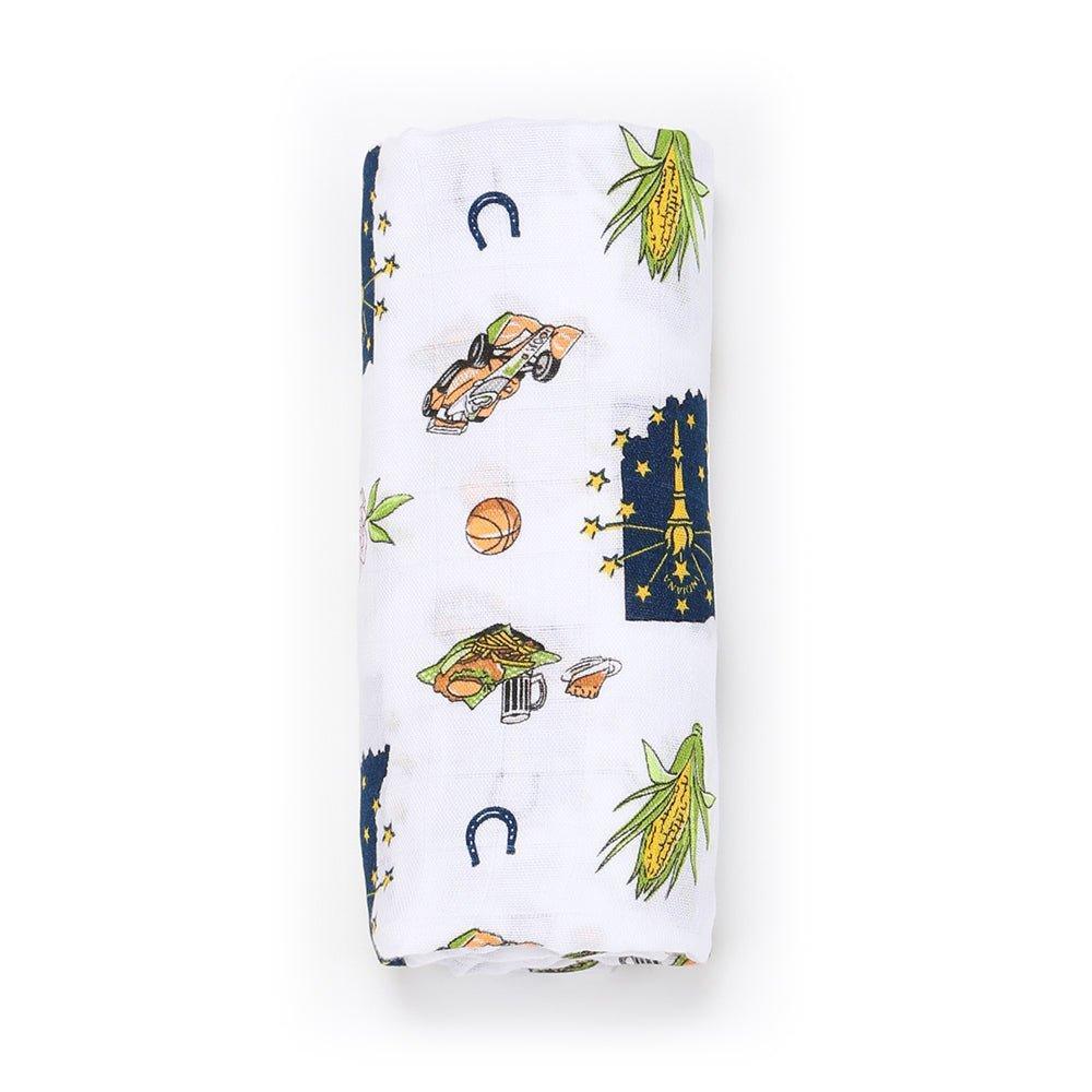 Indiana Newborn Gift Set: Muslin Swaddle & Bib | Organic Cotton