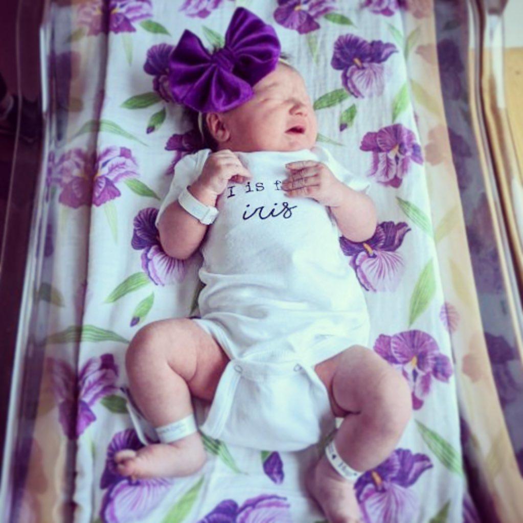 Irises Newborn Gift Set: Muslin Swaddle & Bib | Organic Cotton