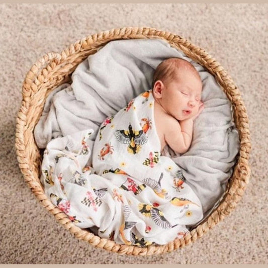 Maryland Newborn Gift Set: Muslin Swaddle & Bib | Organic Cotton