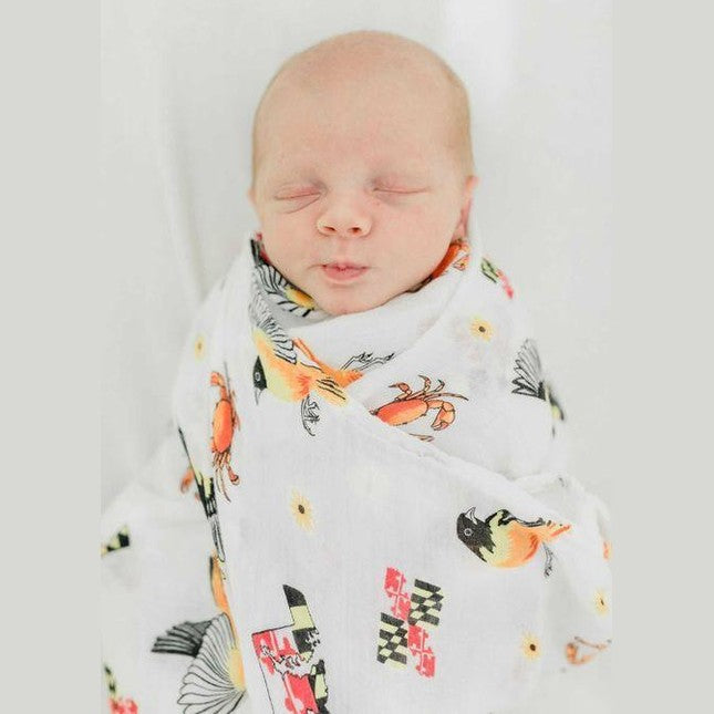 Maryland Newborn Gift Set: Muslin Swaddle & Bib | Organic Cotton