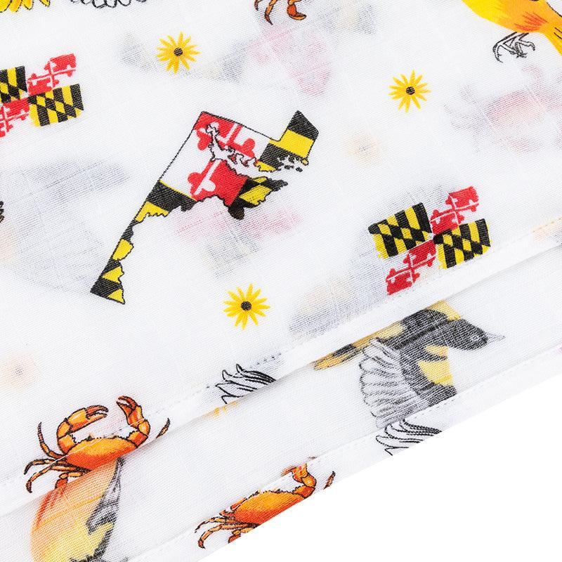 Maryland Newborn Gift Set: Muslin Swaddle & Bib | Organic Cotton
