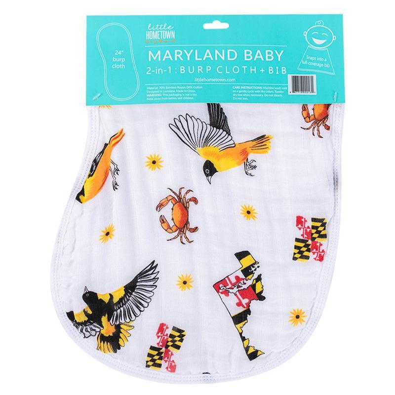 Maryland Newborn Gift Set: Muslin Swaddle & Bib | Organic Cotton