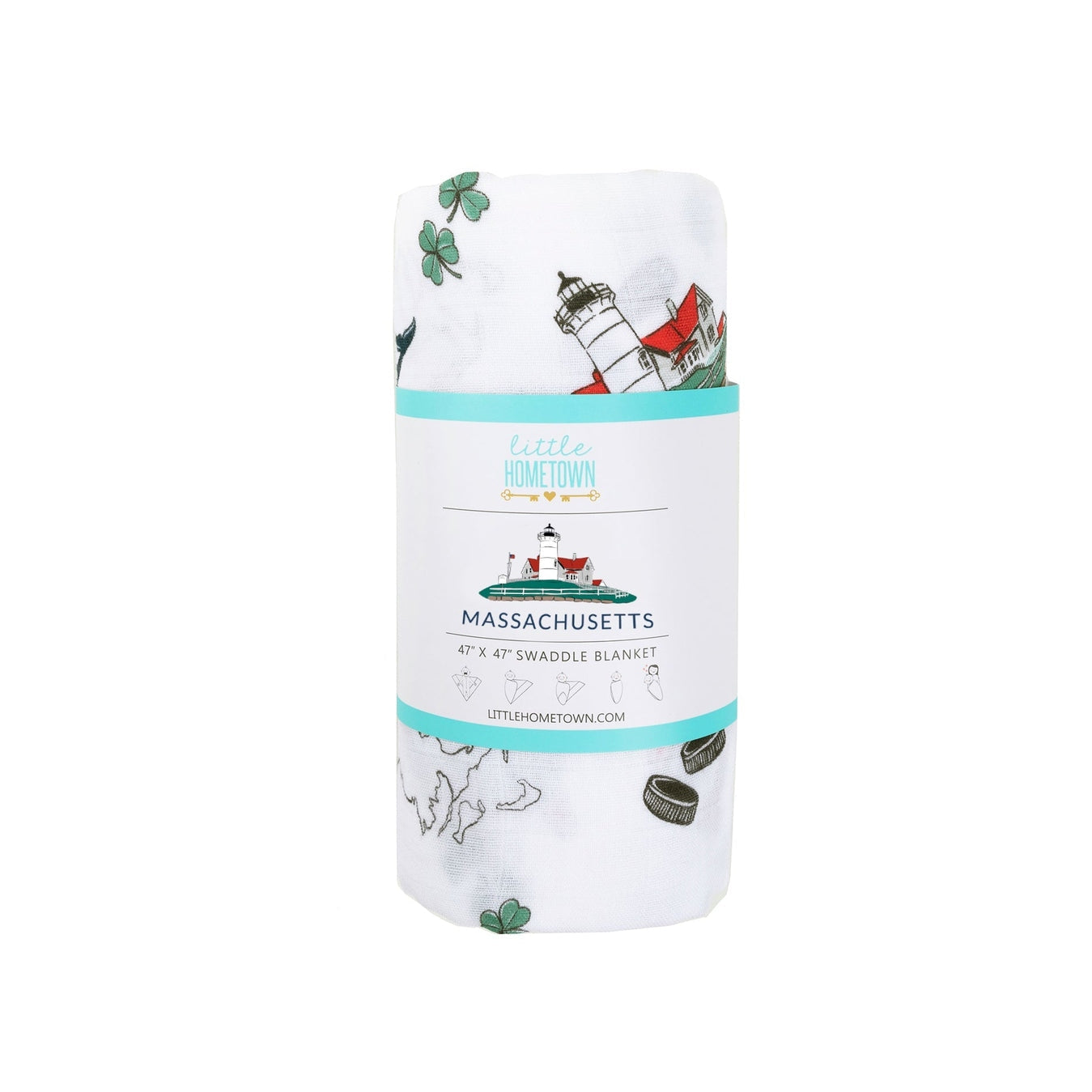 Massachusetts Newborn Gift Set: Muslin Swaddle & Bib