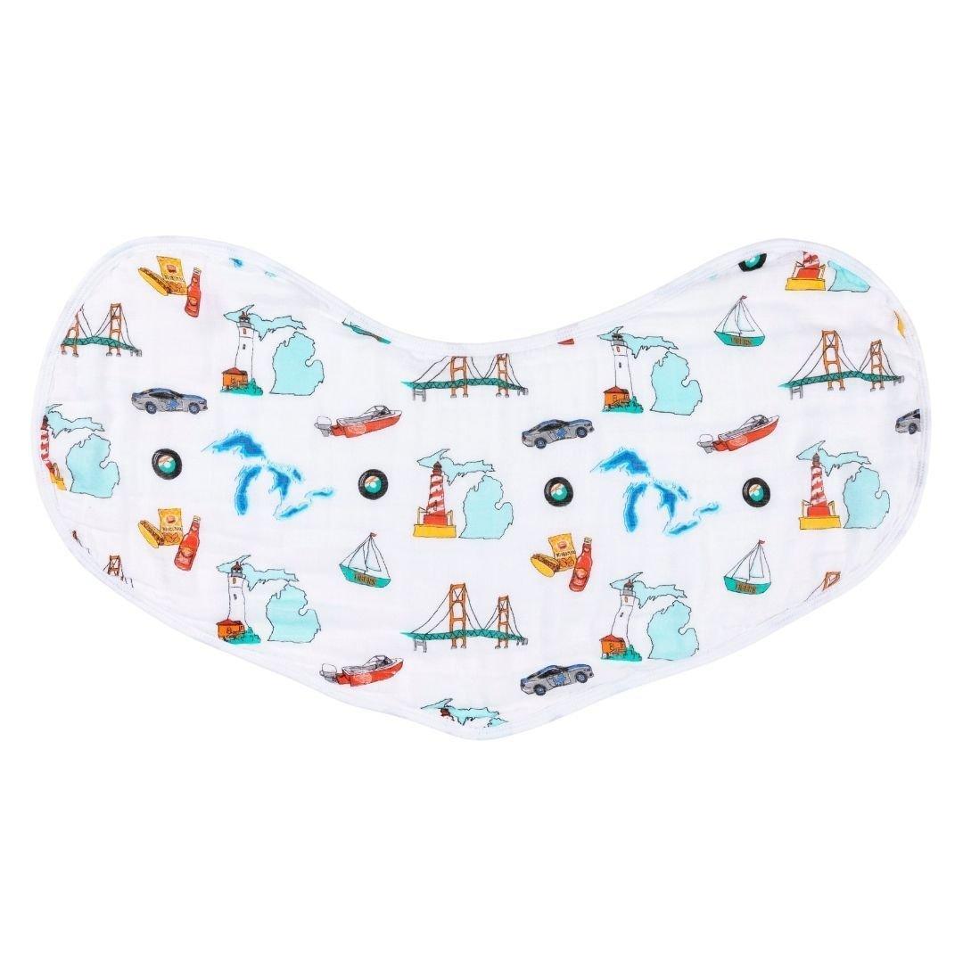 Michigan Newborn Gift Set: Muslin Swaddle & Bib | Organic Cotton