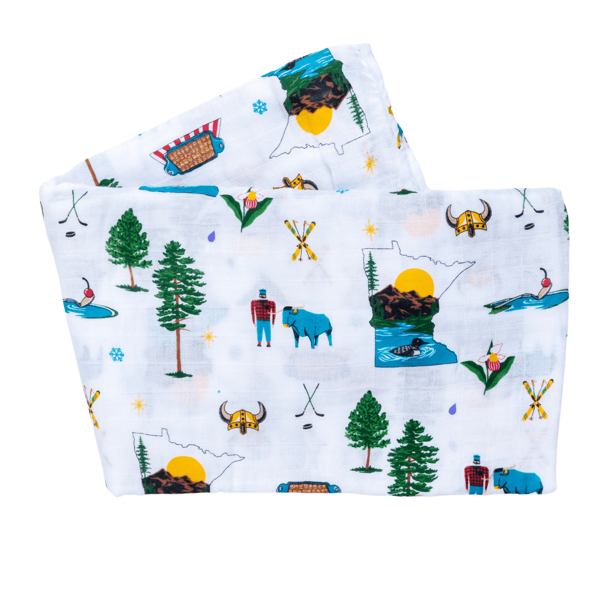 Minnesota Baby Gift Set: Muslin Swaddle & Bib | Organic Cotton