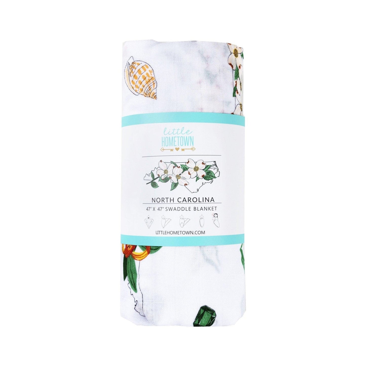 North Carolina Baby Gift Set: Muslin Swaddle & Bib (Floral)