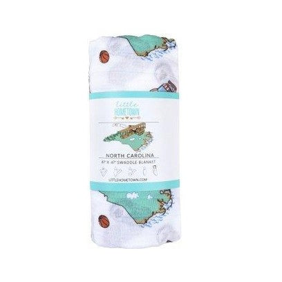 North Carolina Newborn Gift Set: Muslin Swaddle & Bib