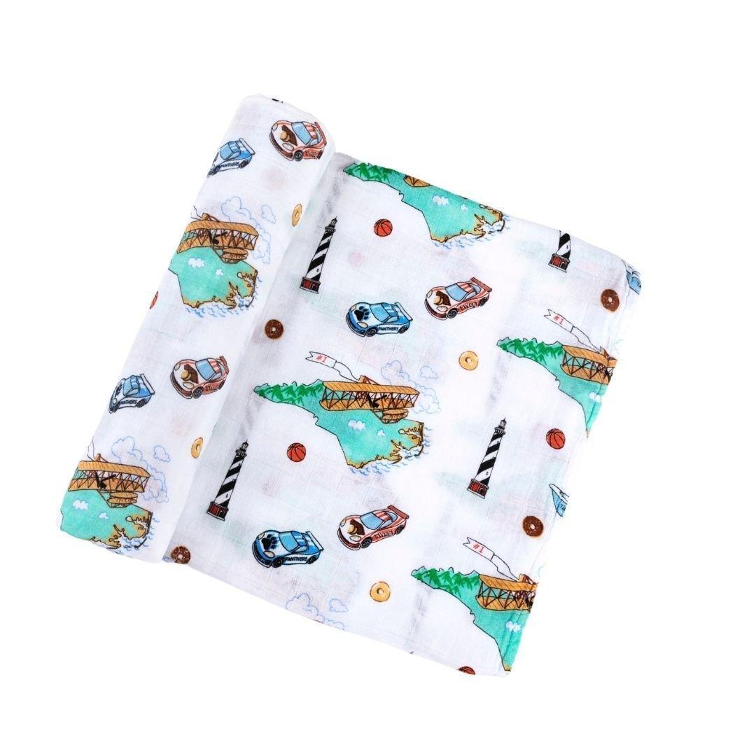 North Carolina Newborn Gift Set: Muslin Swaddle & Bib