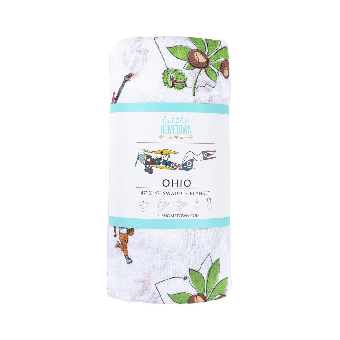 Ohio Baby Gift Set: Muslin Swaddle & Bib | Organic Cotton