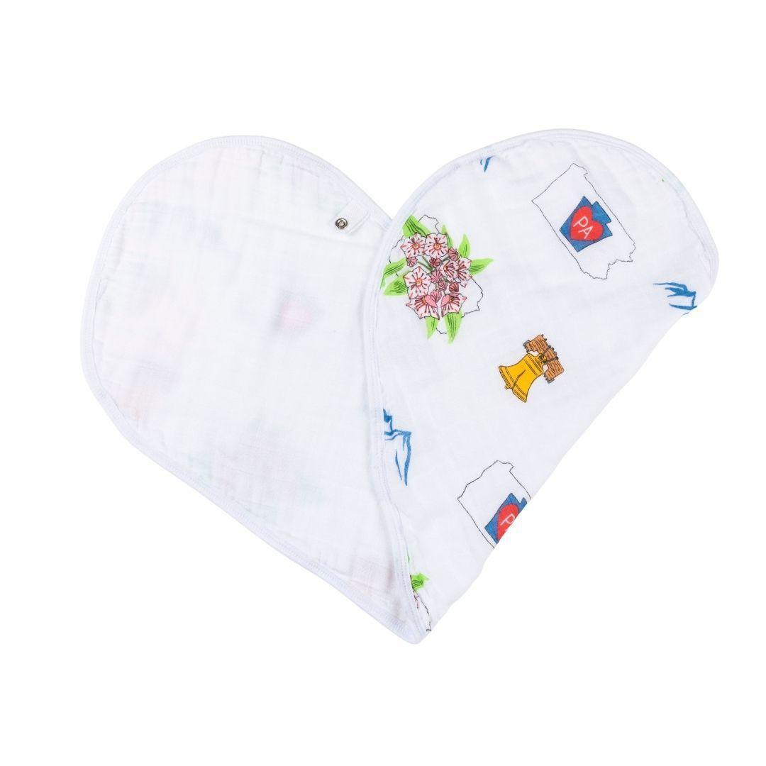 Pennsylvania Newborn Gift Set: Muslin Swaddle & Bib | Organic Cotton