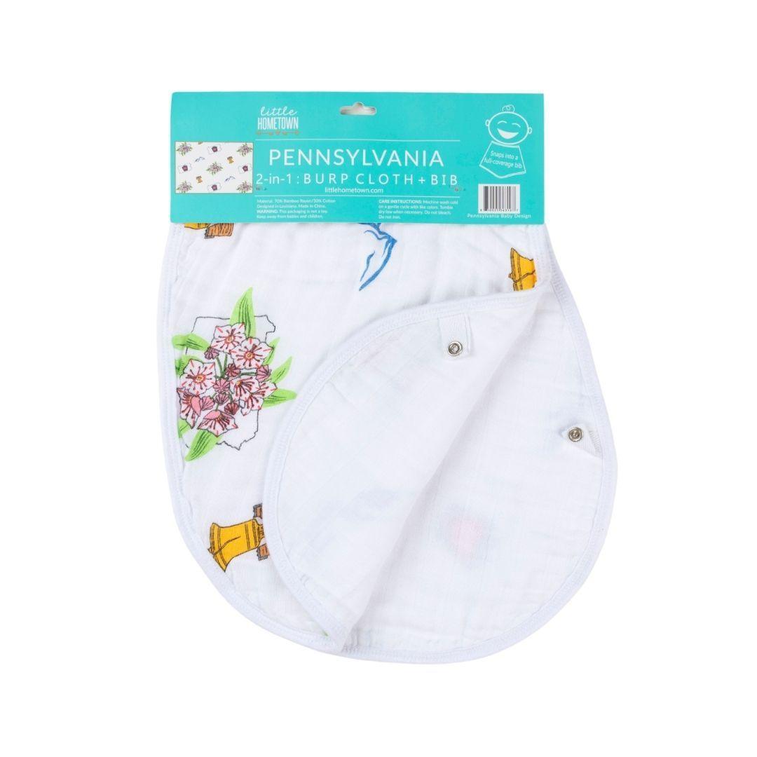 Pennsylvania Newborn Gift Set: Muslin Swaddle & Bib | Organic Cotton