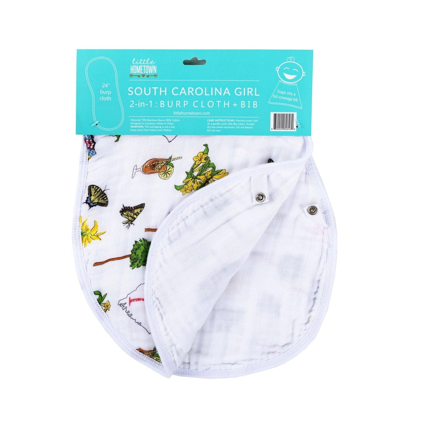 South Carolina Girl Baby Gift Set: Muslin Swaddle & Bib