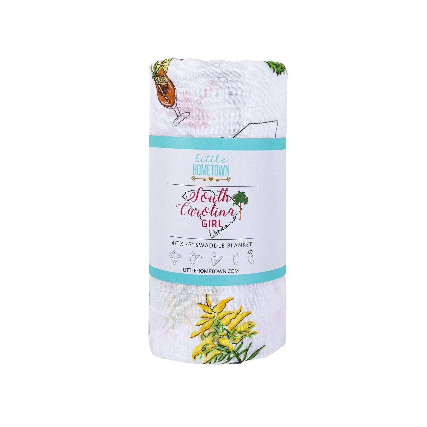 South Carolina Girl Baby Gift Set: Muslin Swaddle & Bib