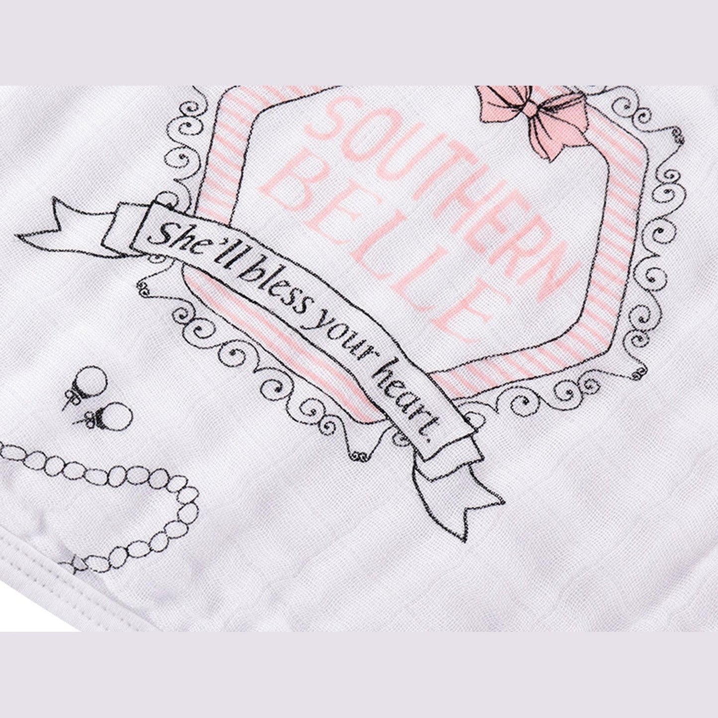 Southern Belle Baby Gift Set: Muslin Swaddle & Bib | Organic Cotton