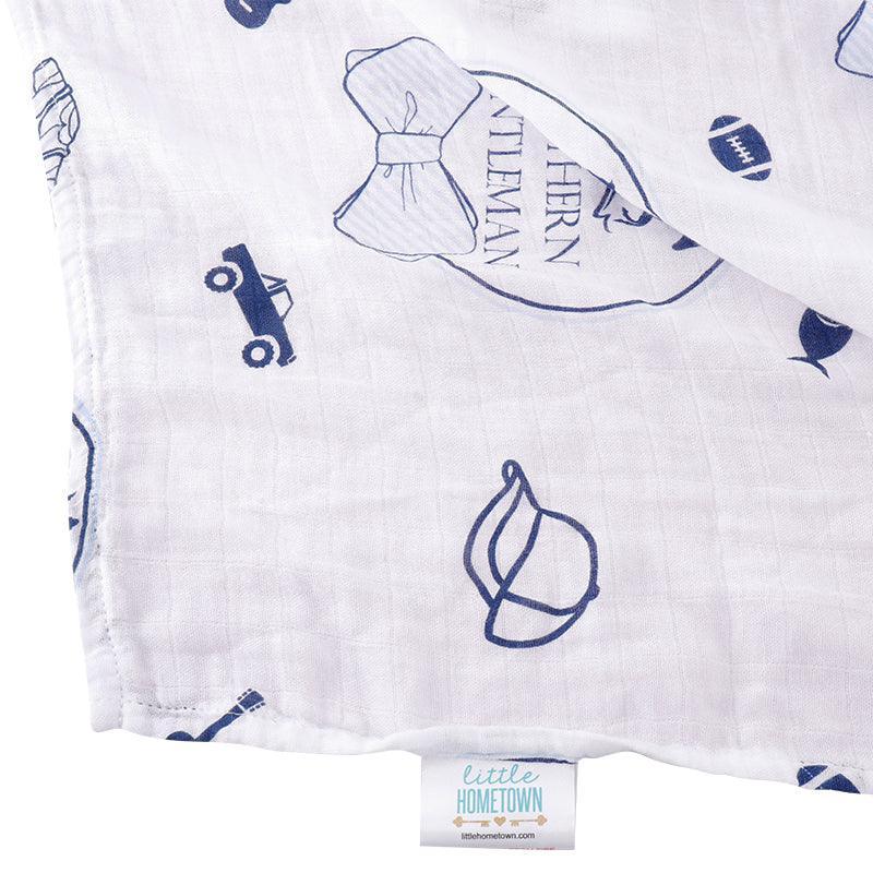 Southern Gentleman Newborn Gift Set: Muslin Swaddle & Bib