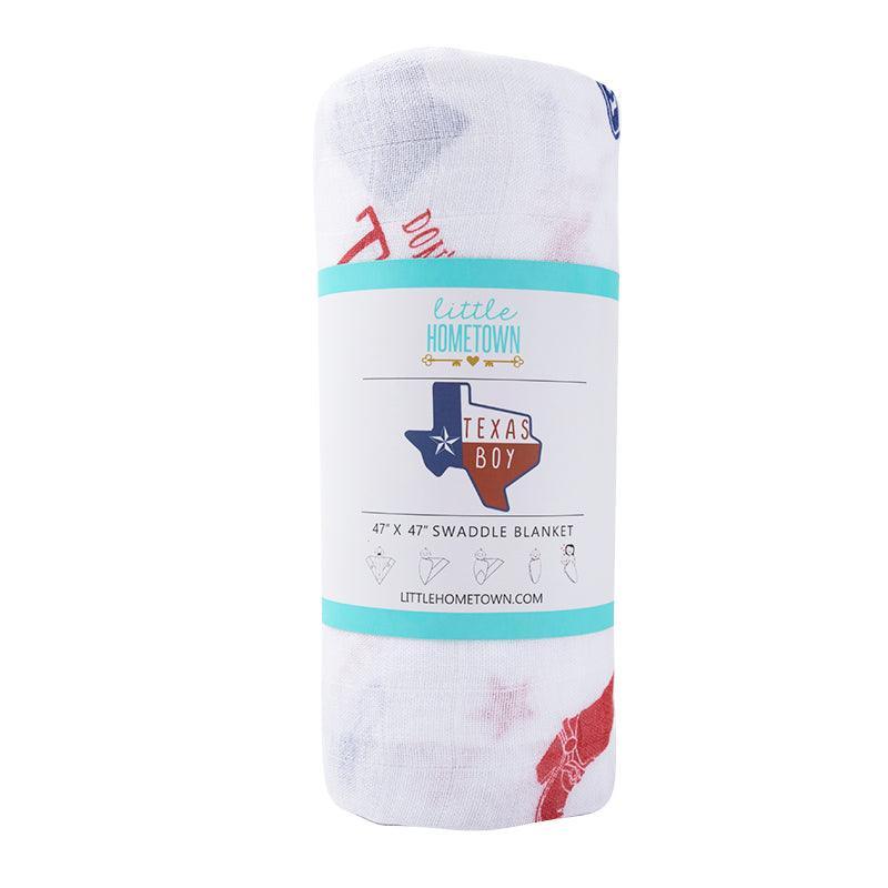 Texas Boy Gift Set: Muslin Swaddle & Bib | Organic Cotton