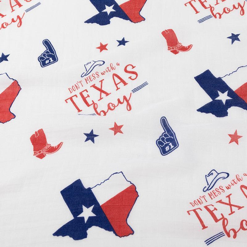 Texas Boy Gift Set: Muslin Swaddle & Bib | Organic Cotton
